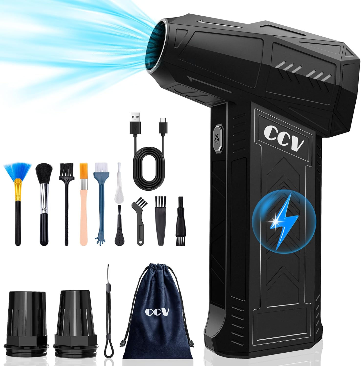 Powerful 180000 RPM Air Duster - 3-Speed Cordless Blower