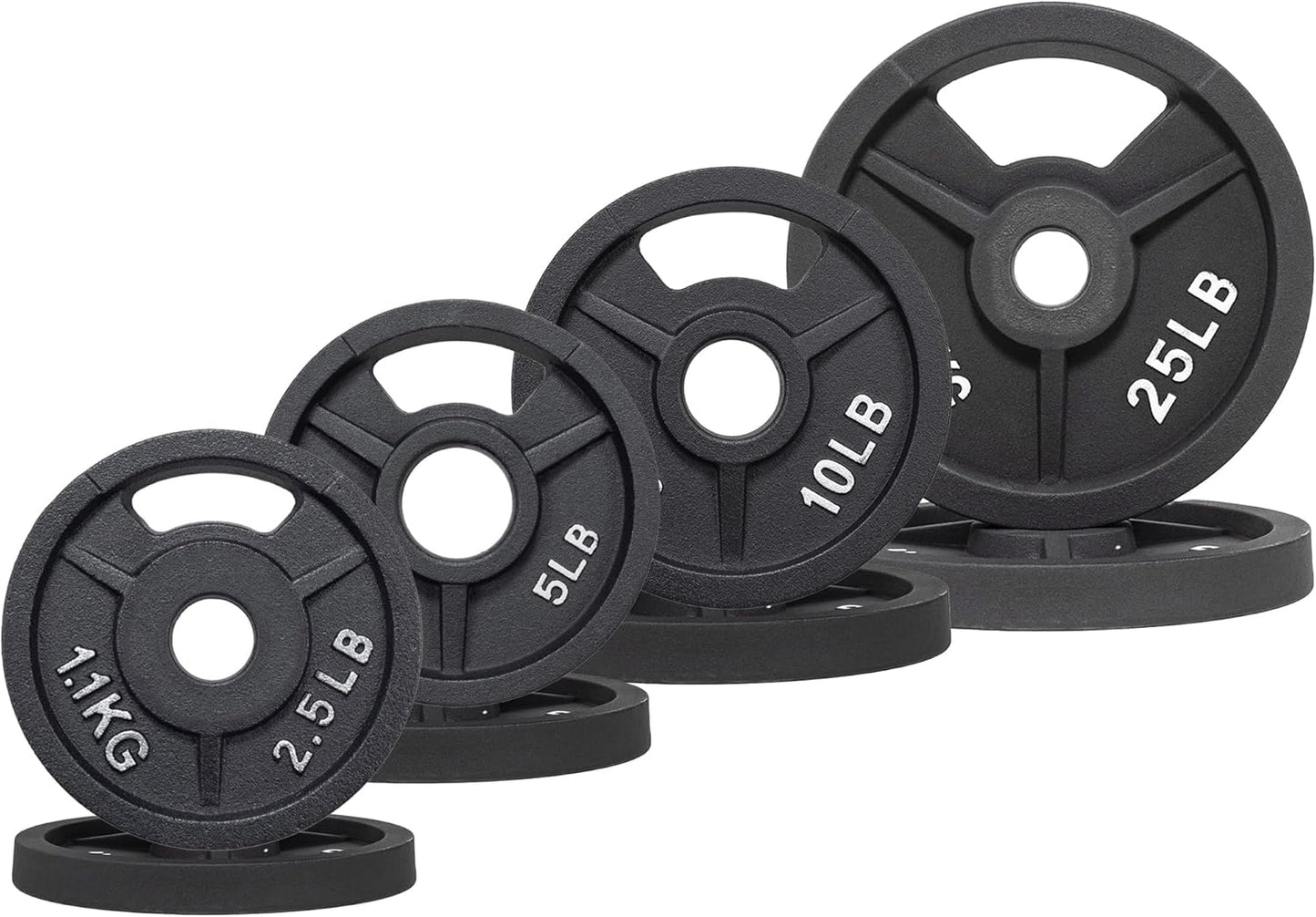 2-Inch Olympic Rubber Coated Cast Iron Weight Plates Set