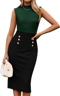 Women's Lightweight Mock Neck Business Work Dress - Sleek Bodycon Midi