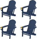 Folding Adirondack Chairs Set of 4 - Durable HDPE Outdoor Seating