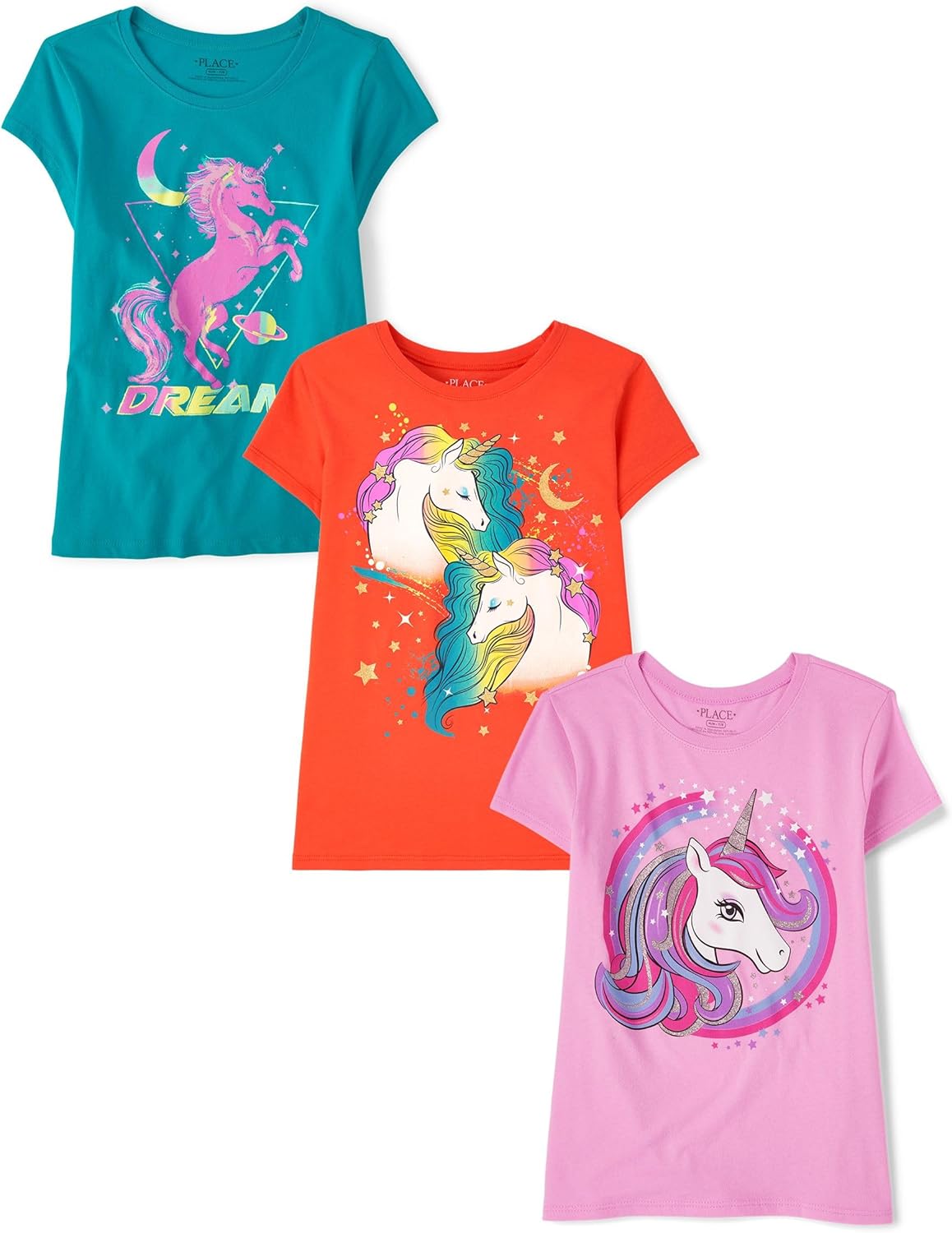 Unicorns and Butterflies Short Sleeve Graphic T-Shirts for Girls