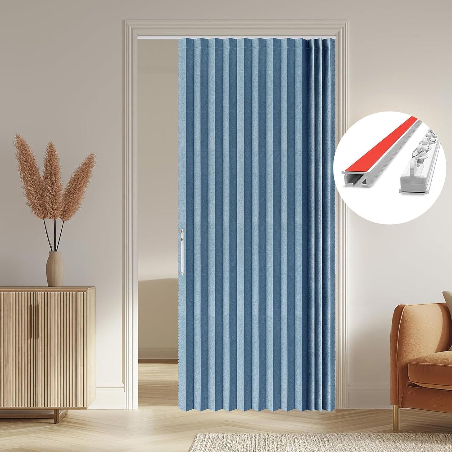 AJAZZ 100% Blackout Accordion Door for Bedroom and Living Room