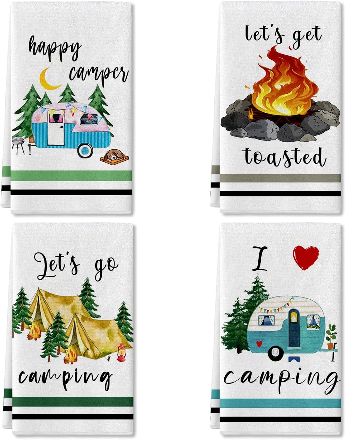 4-Piece Funny Camping Towels Set by Lebsitey