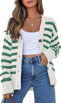 Women's Striped Cardigan Sweater by EVALESS for Cozy Fashion