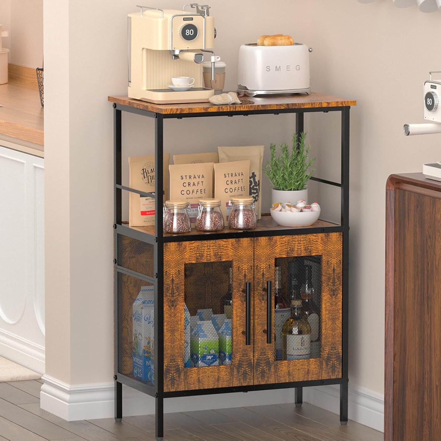 Farmhouse 3-Tier Coffee Stand with Storage