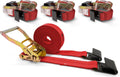 2 in x 30 ft Ratchet Straps 4-Pack - 10,000 lb Break Strength, Red