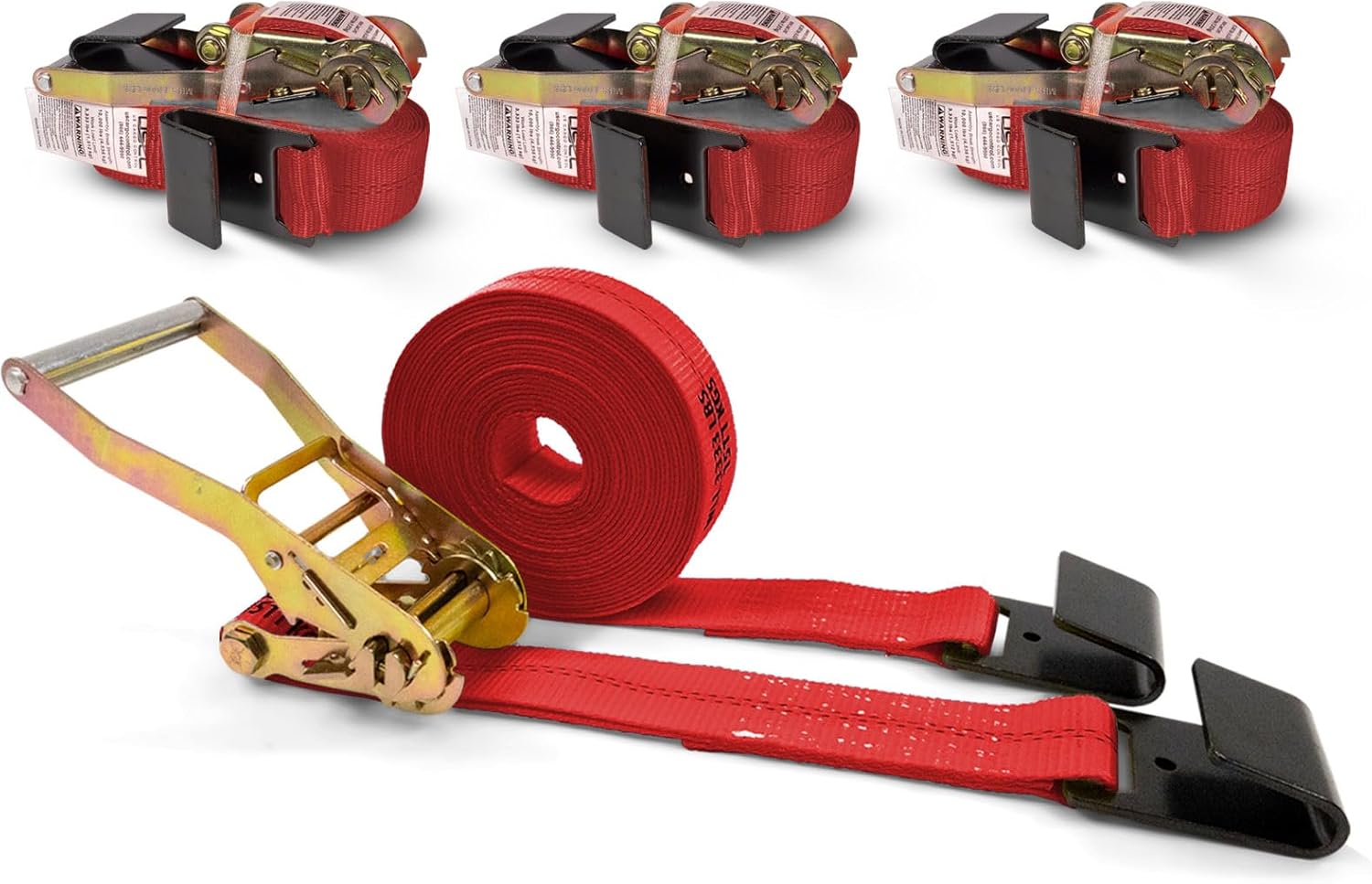 Flat Hook Ratchet Straps 2 Inch X 30 Foot for Heavy Cargo