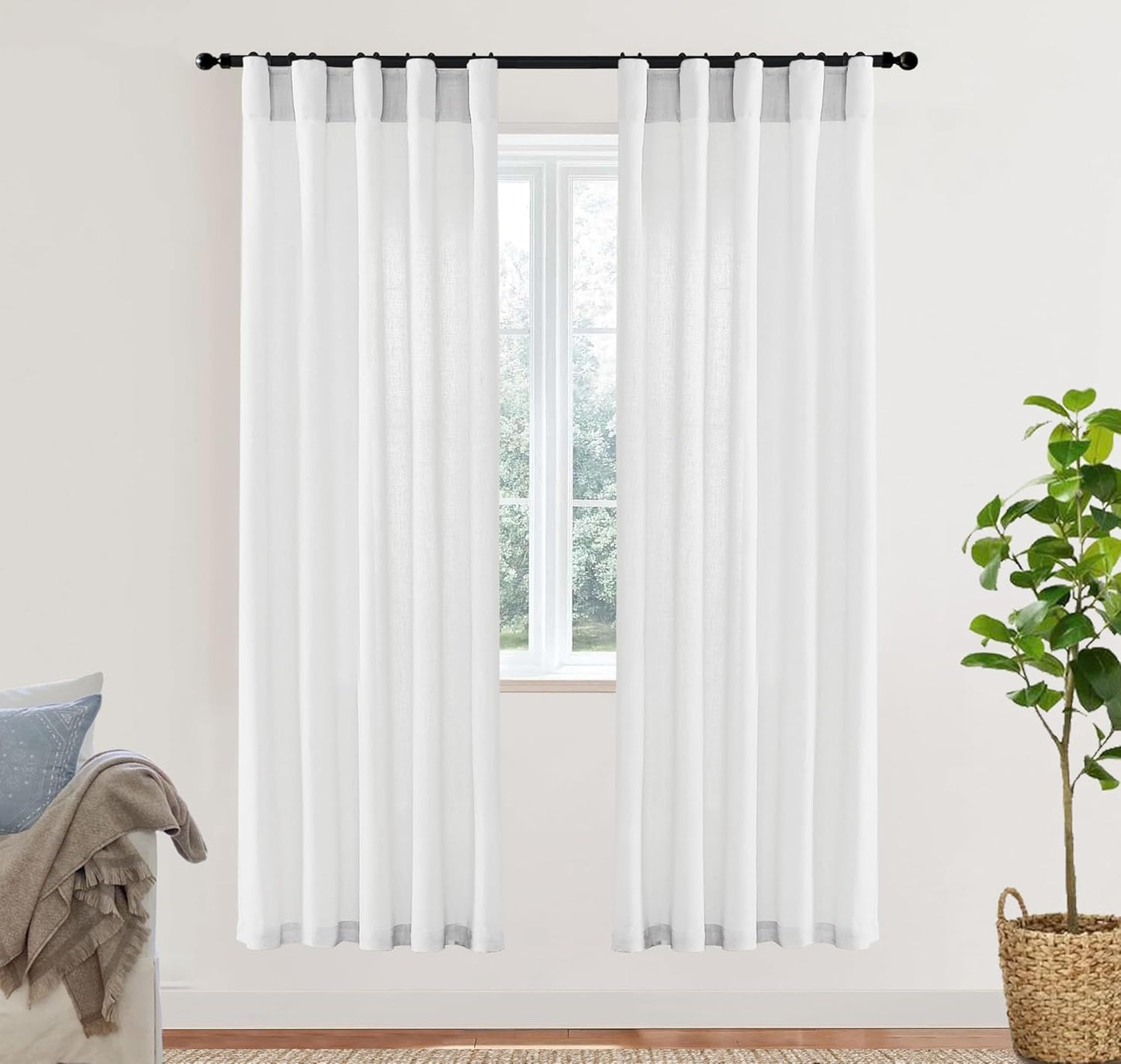 XTMYI White Sheer Closet Curtains for Bedroom and Living Room