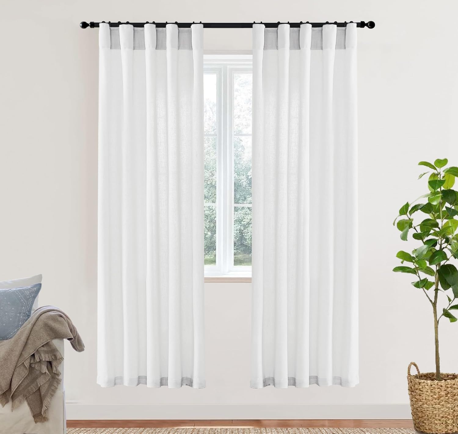 XTMYI White Sheer Closet Curtains for Bedroom and Living Room