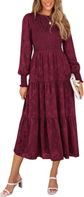 PRETTYGARDEN Women's Midi Floral Smocked Dress - Elegant Everyday