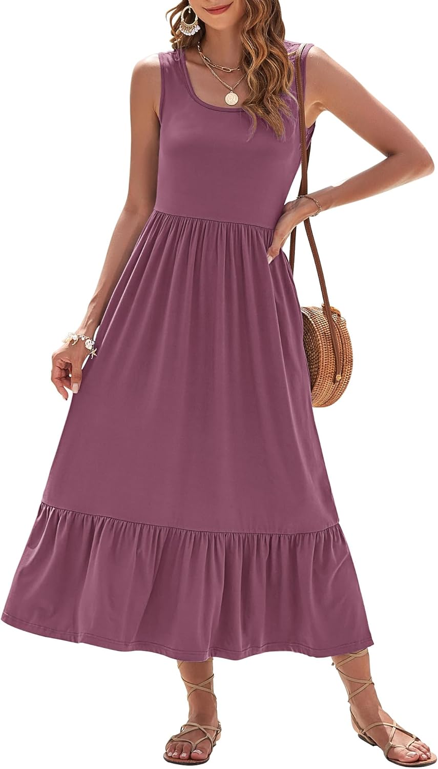 AUSELILY Womens Summer Dresses 2025 Sleeveless Maxi Dress
