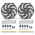 14 Inch Black Universal Slim Fan Push Pull Electric Radiator - High