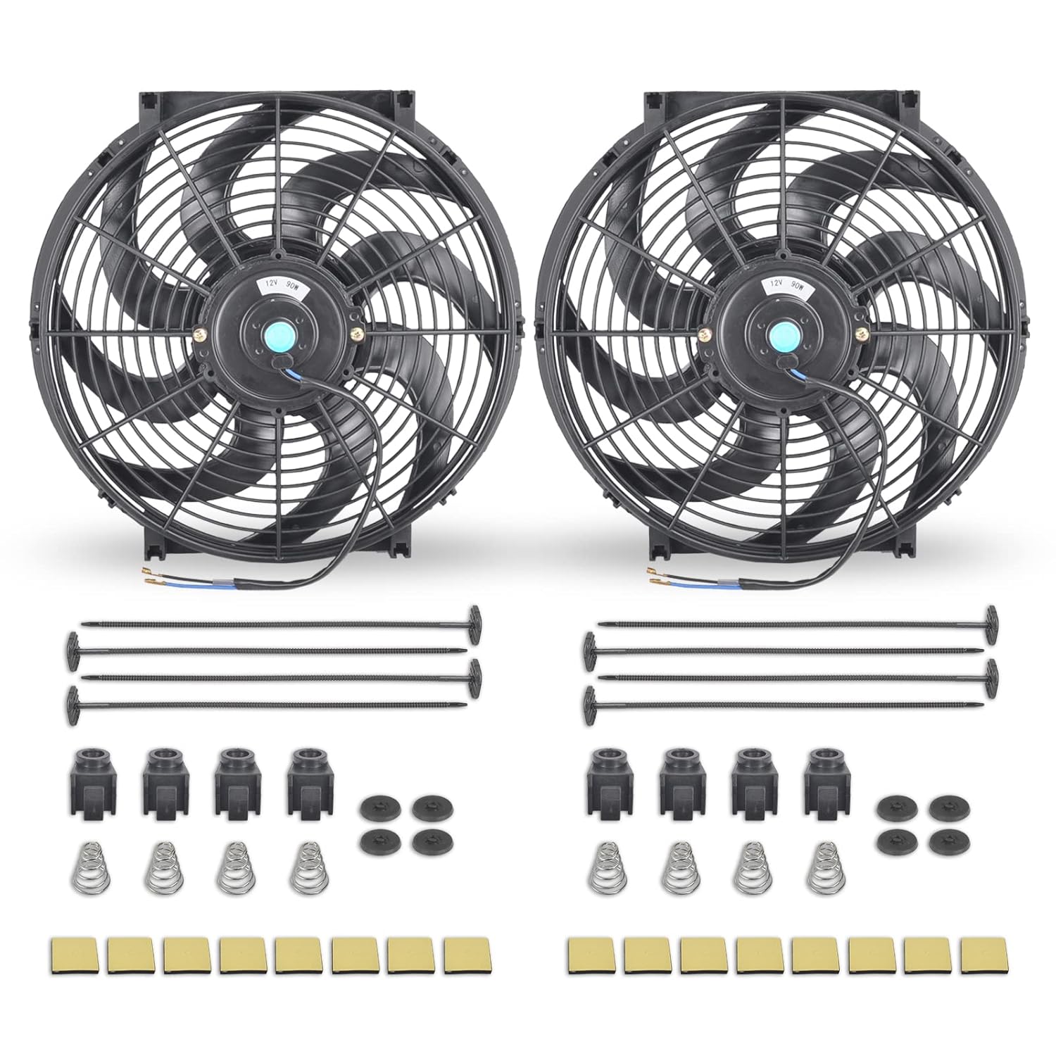 14 Inch Black Universal Slim Electric Radiator Cooling Fan Set