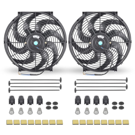 14 Inch Black Universal Slim Electric Radiator Cooling Fan Set