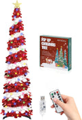 6 FT Pop Up Christmas Tree with 100 LED Timer Lights - Slim Tinsel