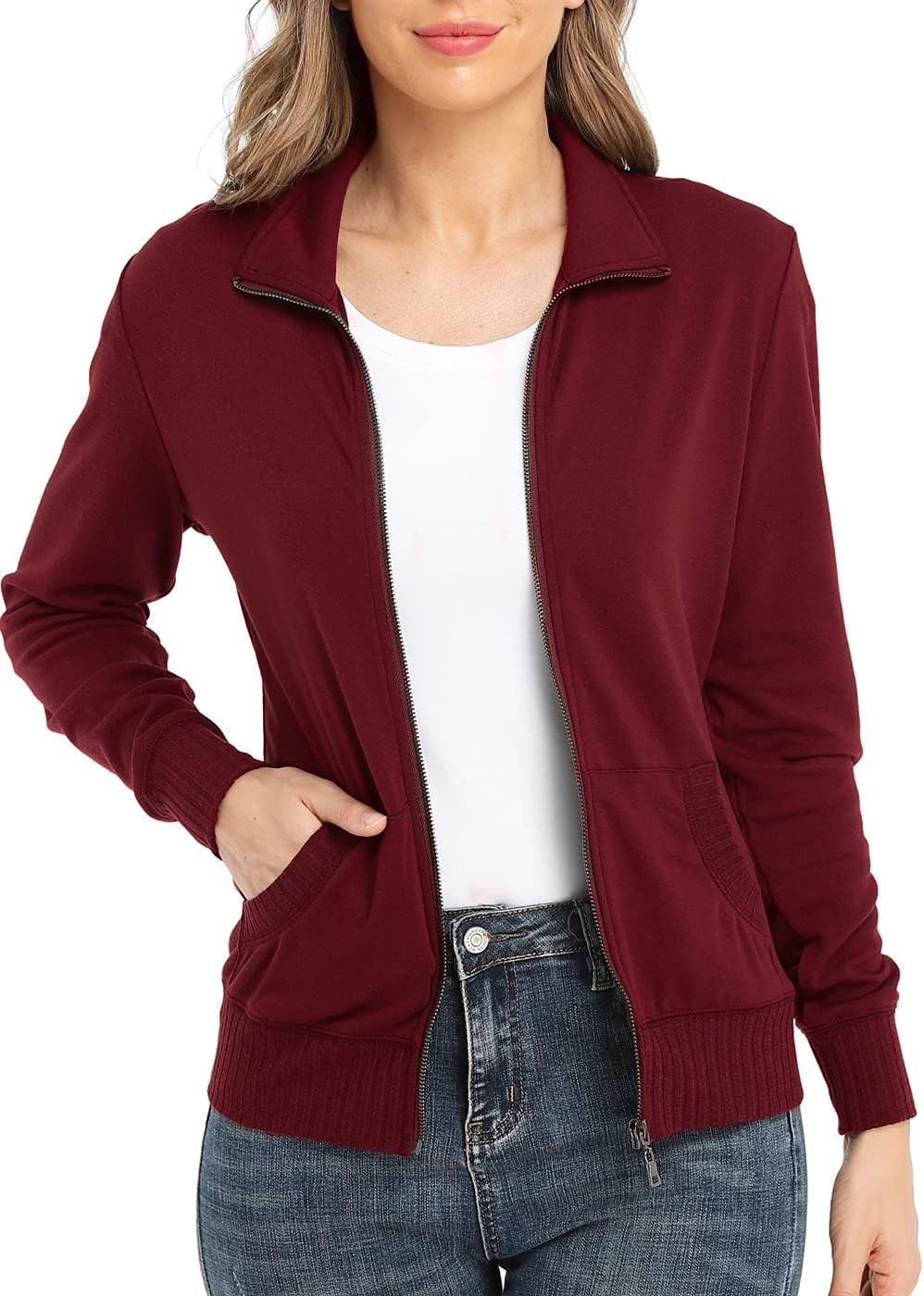 Women's Zip Up Sweatshirt Jacket for Running and Sports