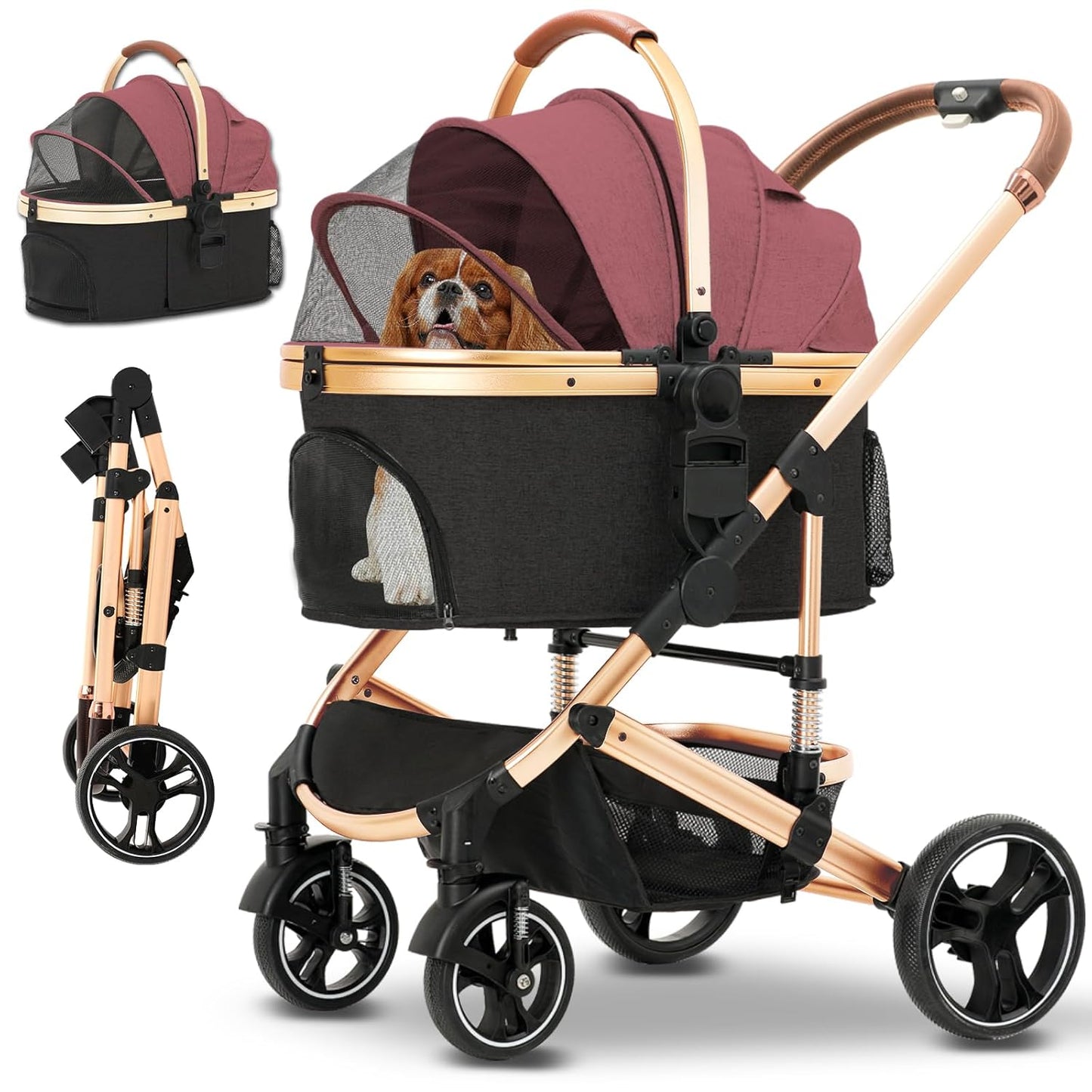 Pet Stroller 3 in 1 Folding Lightweight Dog Stroller for Travel