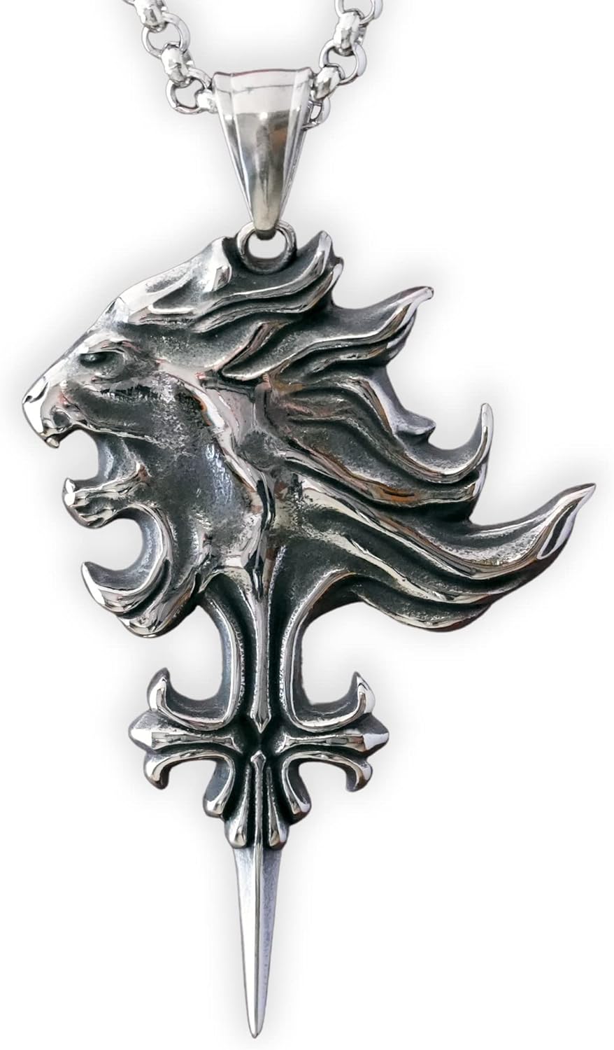 Stainless Steel Squall Gunblade Pendant for Fantasy RPG Fans
