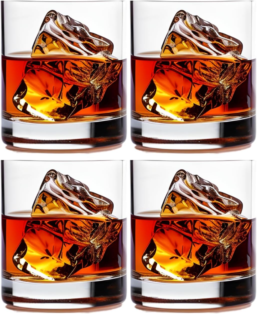 Whiskey Glasses Set of 4, Elegant Lead-Free Crystal Design