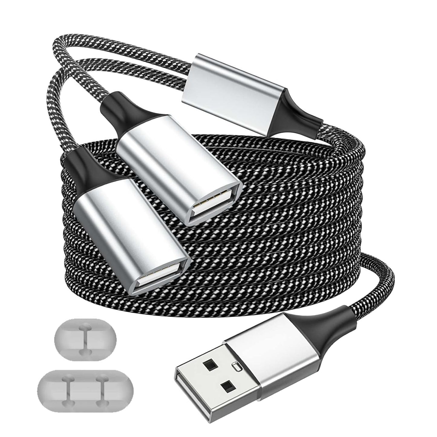 USB Splitter 2-Way Extension: Charge & Transfer
