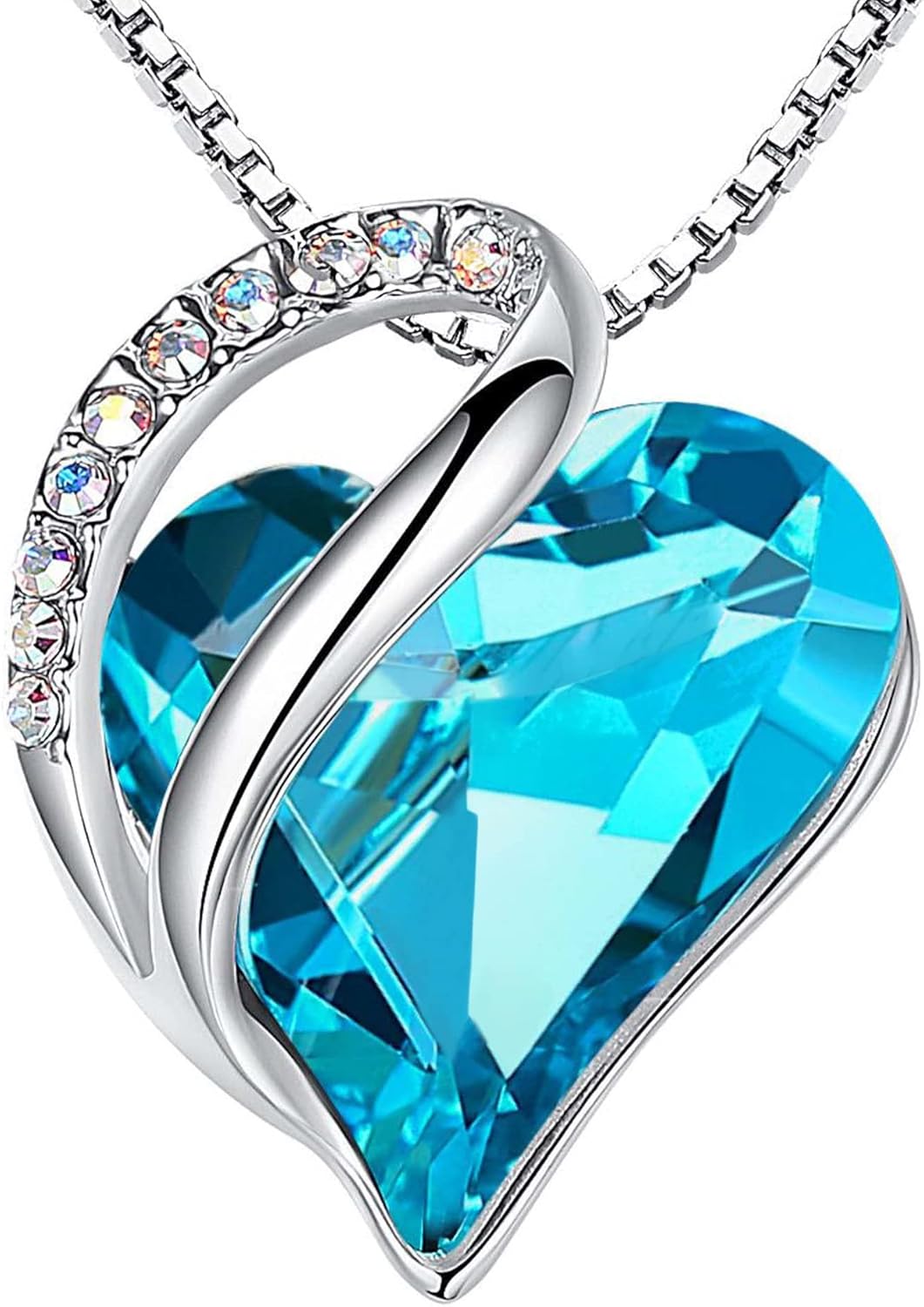 Infinity Love Birthstone Heart Crystal Pendant Necklace Gift
