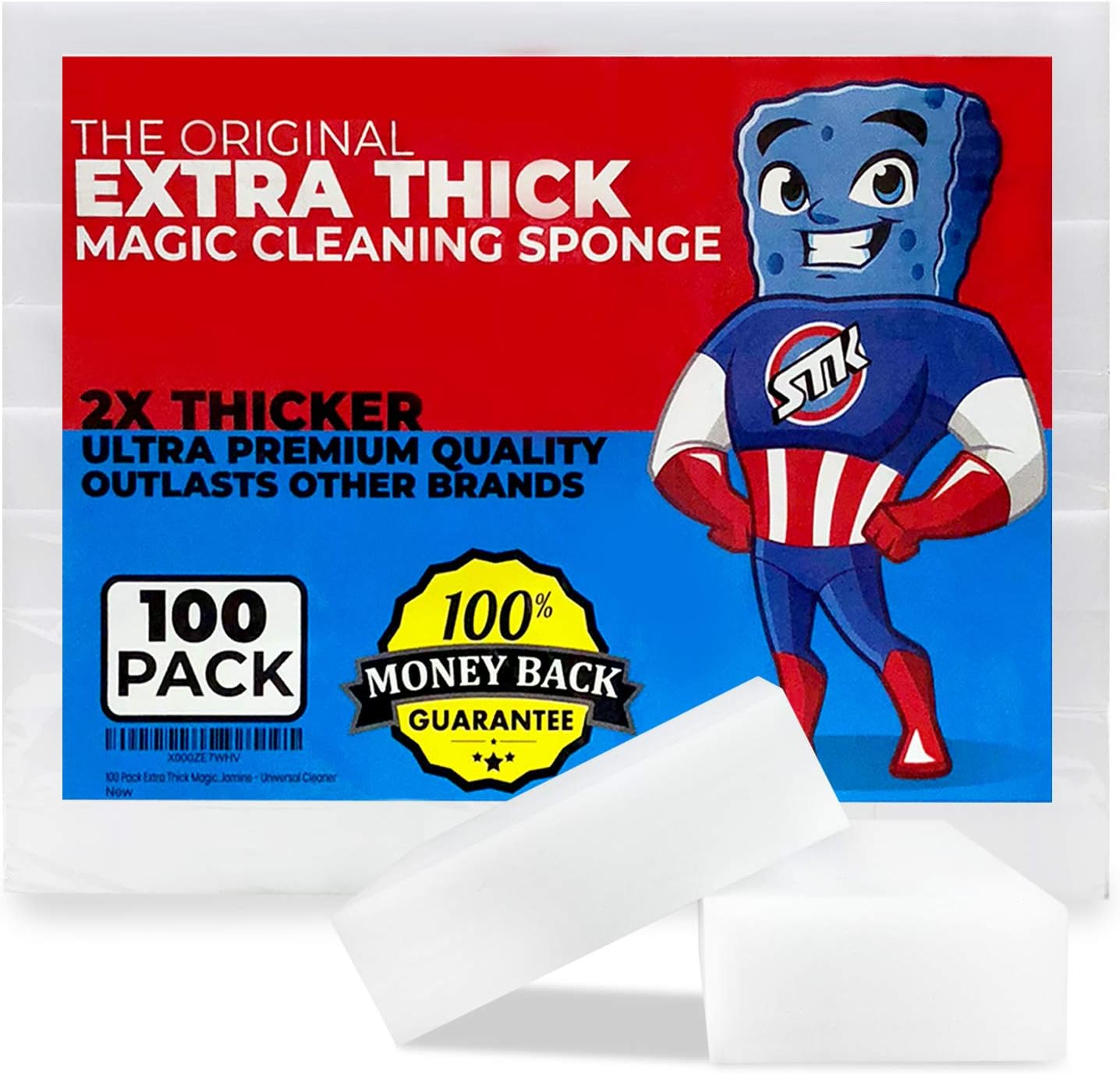 100 Pack Extra Thick Magic Cleaning Sponges for All Surfaces