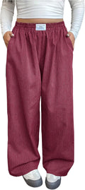 Women's Leopard Letter Straight Leg Pants with Elastic Waist - Y2K