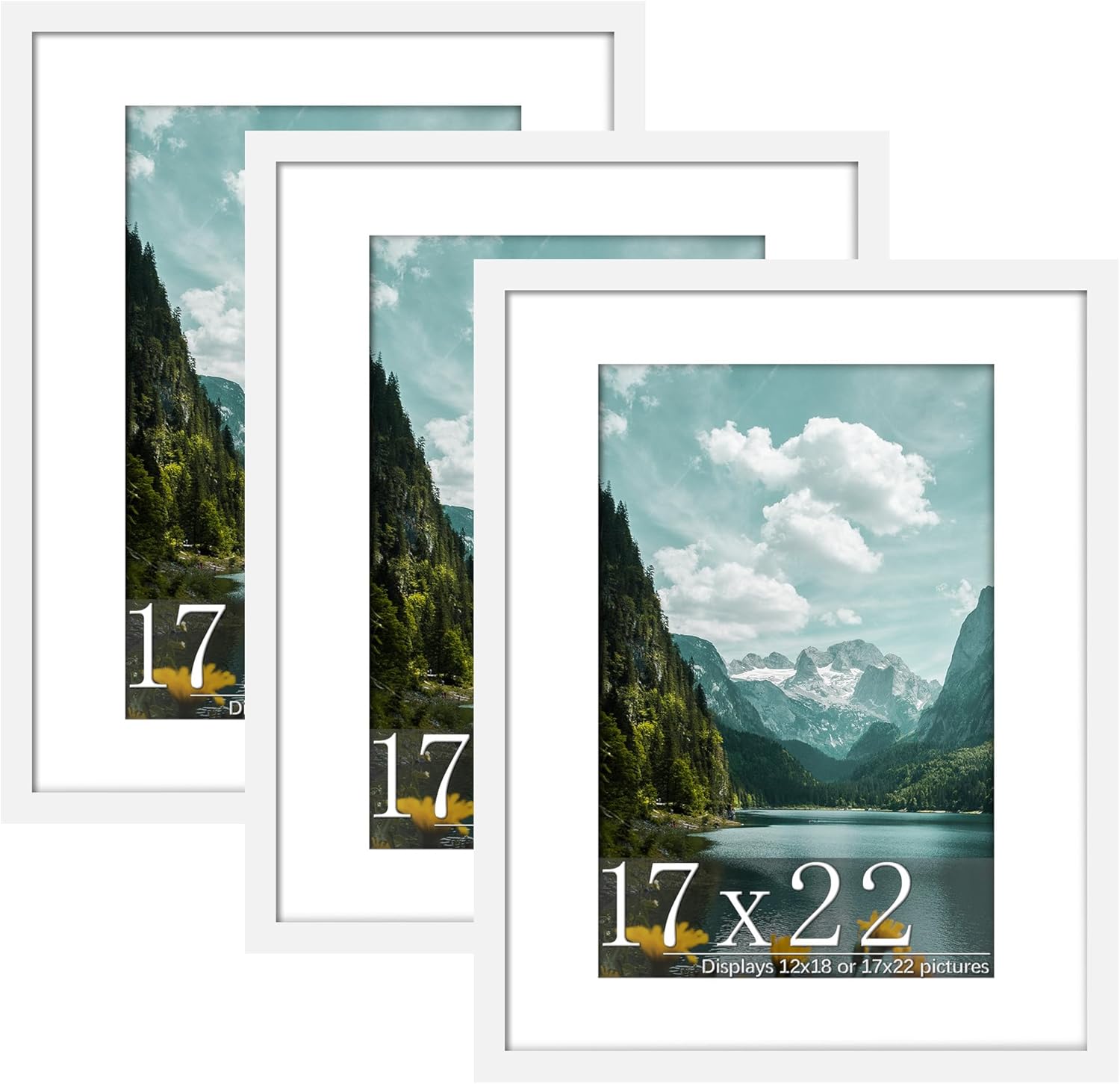Flexible 17x22 Picture Frame 3 Pack for Wall Mounting