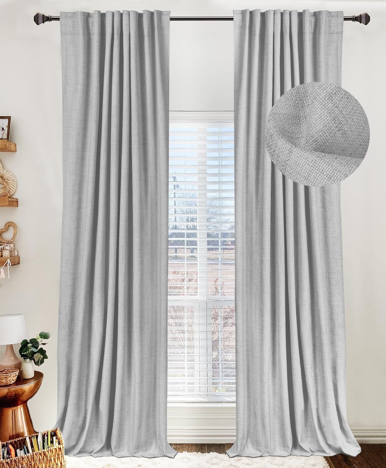 100% Blackout Curtains for Bedroom and Living Room 90 in Long
