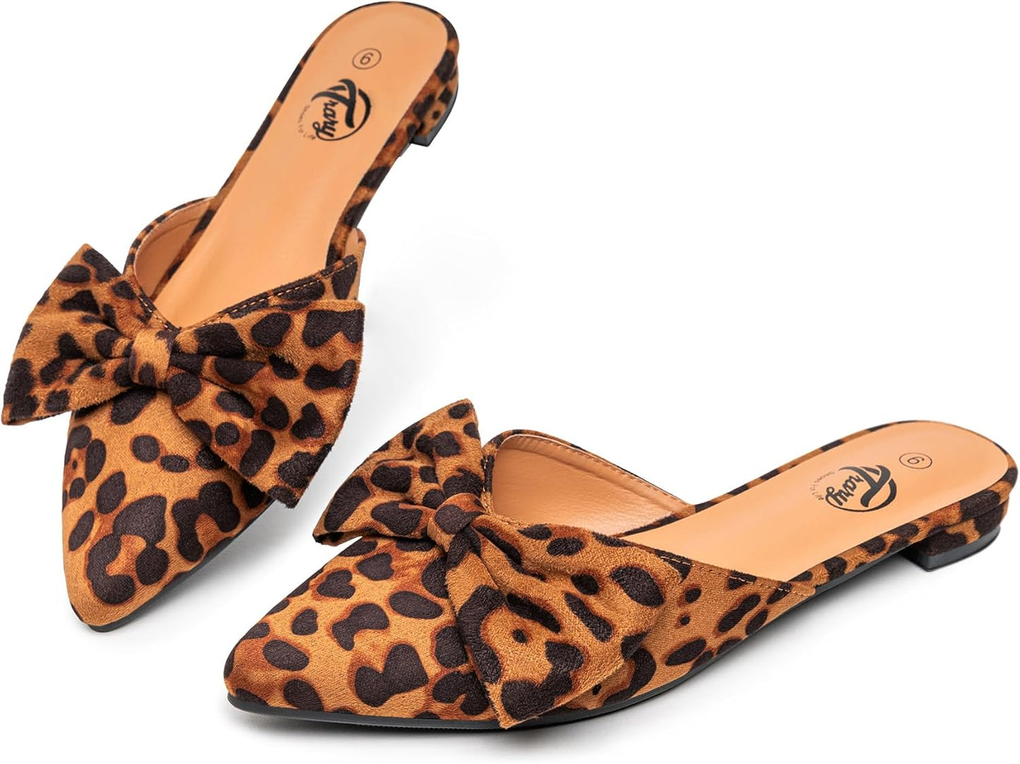 Trary Women's Black Bow Pointed Toe Mules for Comfort & Style