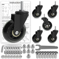 Creeper Caster Wheels Set of 6 - Heavy-Duty 2.5 in Roller Blade Swivel