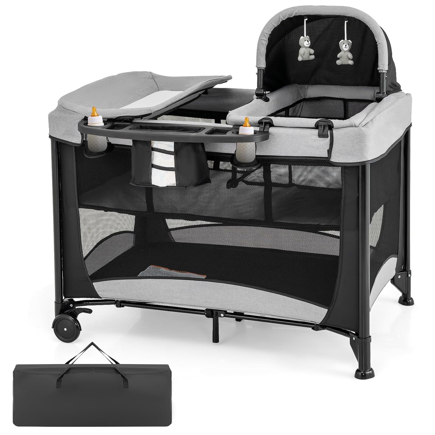 5-in-1 Portable Baby Playard with Bassinet and Changing Table