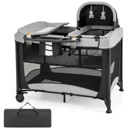 5-in-1 Portable Baby Playard with Bassinet and Changing Table