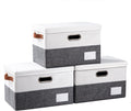 PRANDOM Foldable Storage Bins with Lids 3-Pack - Collapsible Fabric