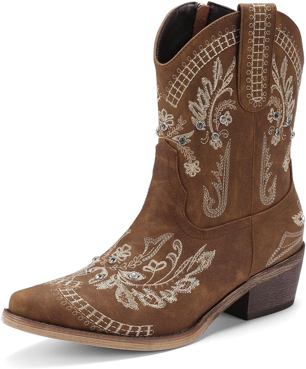 Rhinestone Ankle Cowboy Boots for Women - Stylish Western Booties