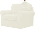 CHUN YI 3 Piece Chair Covers for Small Armchairs in Ivory