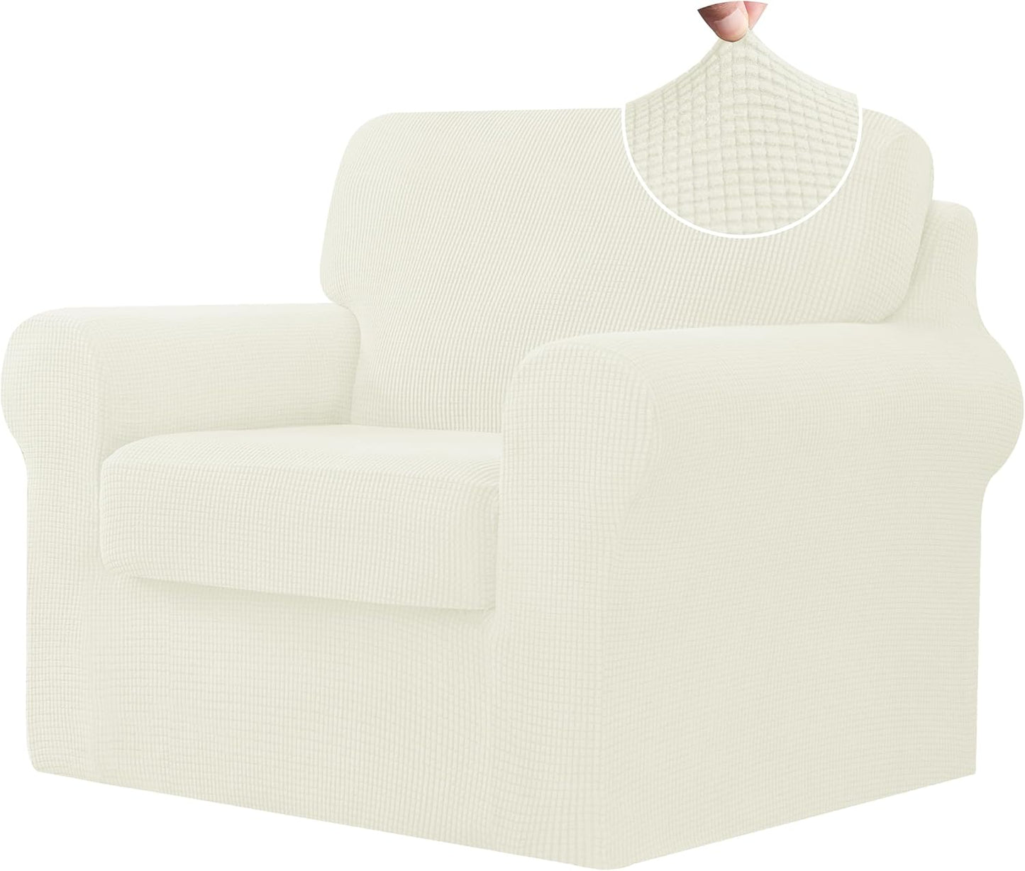 CHUN YI 3 Piece Chair Covers for Small Armchairs in Ivory