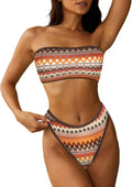 Strapless Textured Bandeau Bikini Set - Flattering Cheeky Fit Contrast
