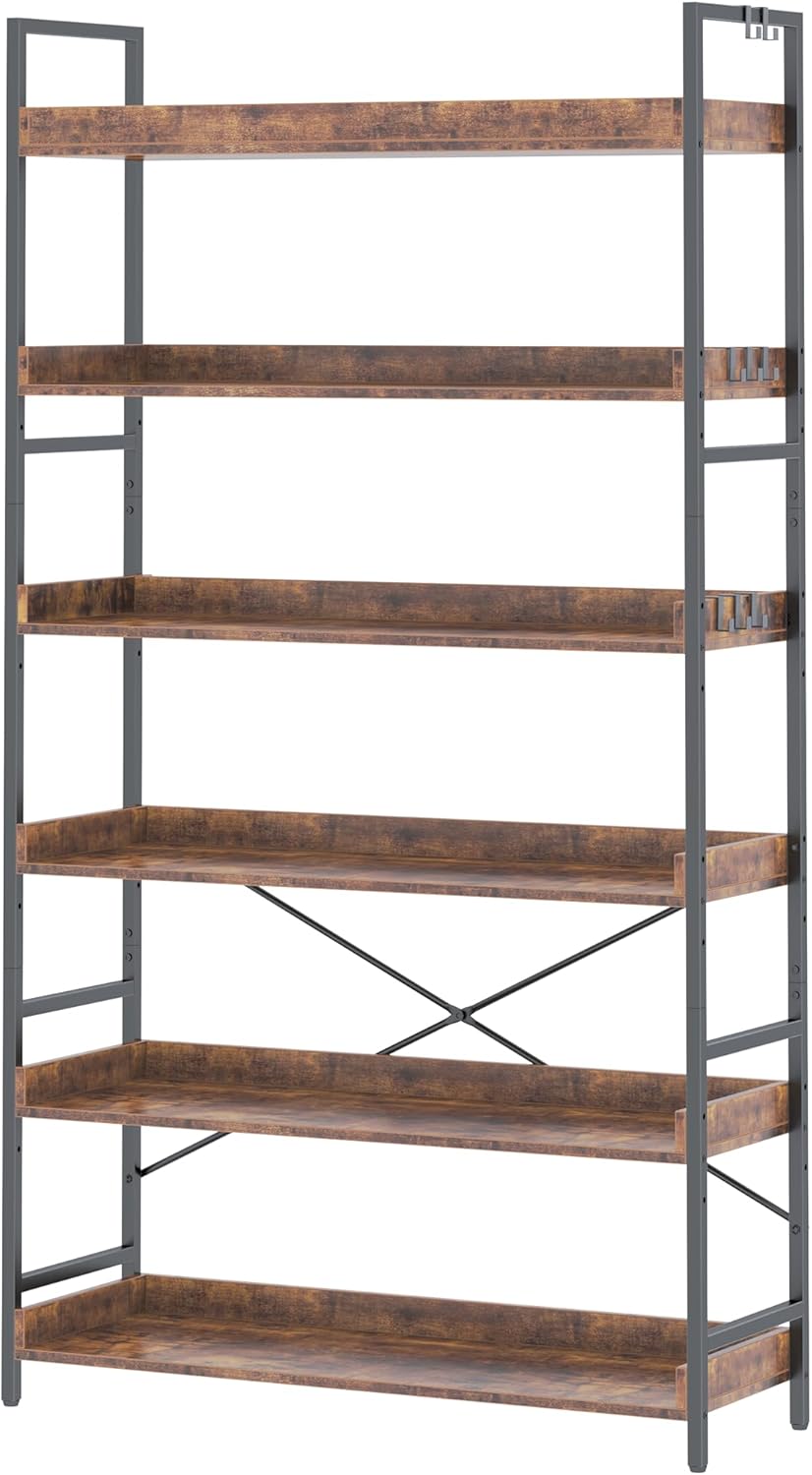 Adjustable Industrial Bookcase for Home Office and Living Room