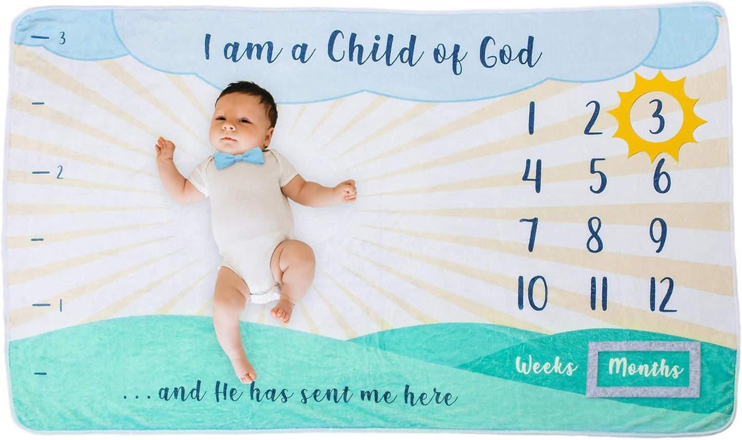 Large Double Sided Baby Milestone Blanket | Soft Fleece