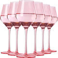 Hand Blown Pink Wine Glasses Set of 6 for Elegant Occasions