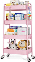 TOOLF 4-Tier Metal Rolling Cart with Wheels - Portable Storage