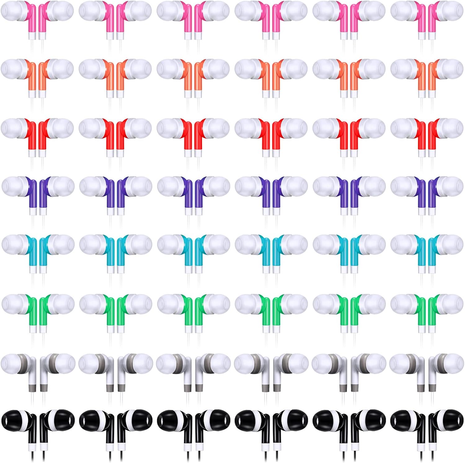 Colorful Classroom Earbuds Pack - 160 Bulk Individually Bagged