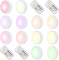 LED Puck Lights with Remote 12 Pack - Color Changing RGBW