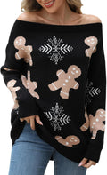 VIMPUNEC Womens Oversized Color Block Off The Shoulder Sweater