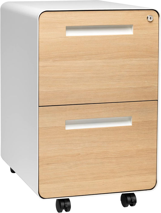 Lockable 2 Drawer File Cabinet - White/Wood