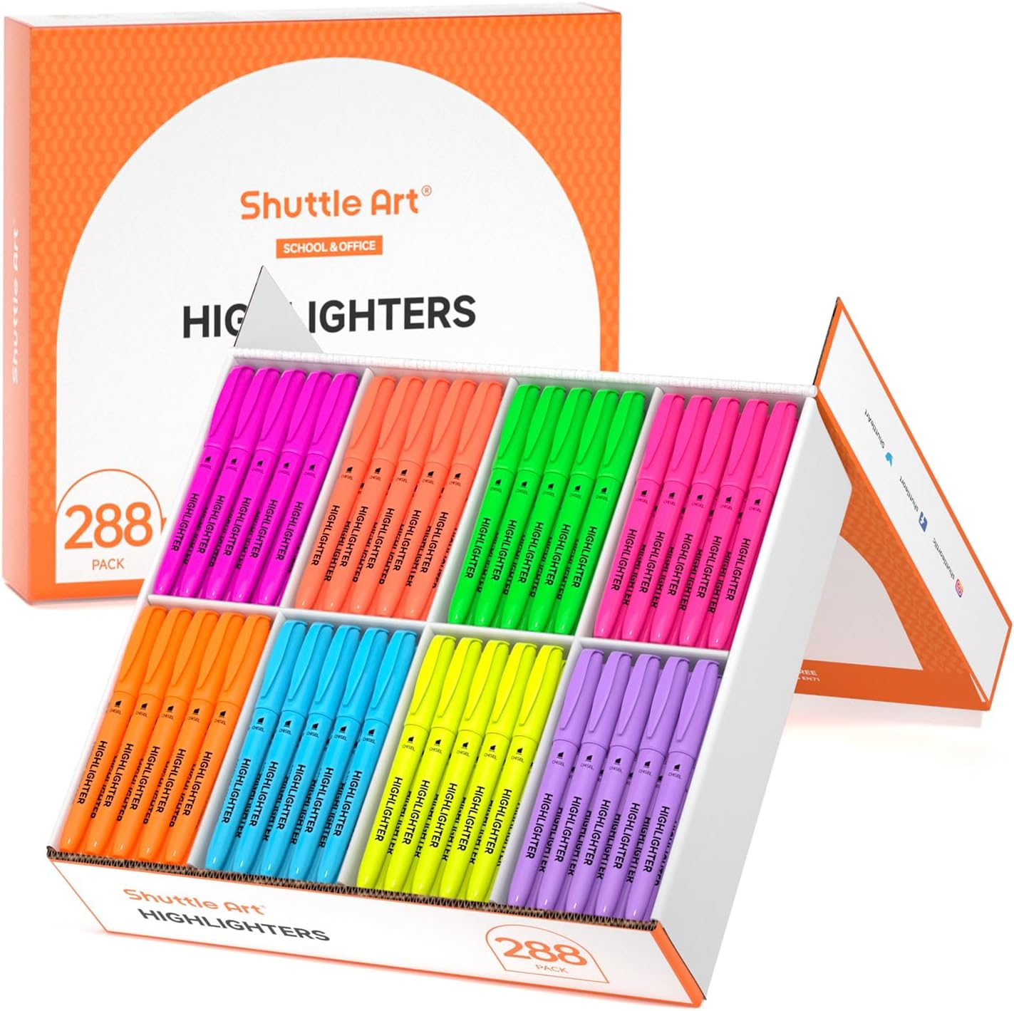 Shuttle Art 288 Pack Highlighters Set for Home School Office Use