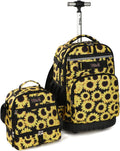 Tilami Rolling Backpack 19 in with Lunch Bag - Durable School Wheeled