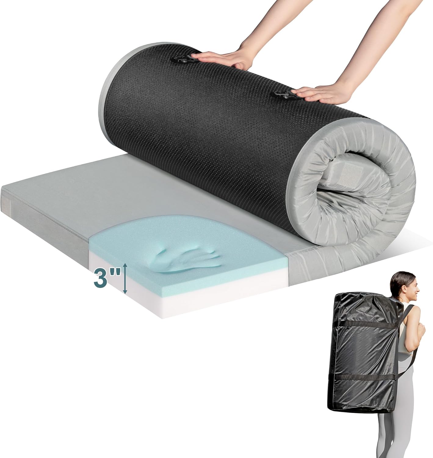 Roll-Up Memory Foam Camping Pad - Waterproof & Thick