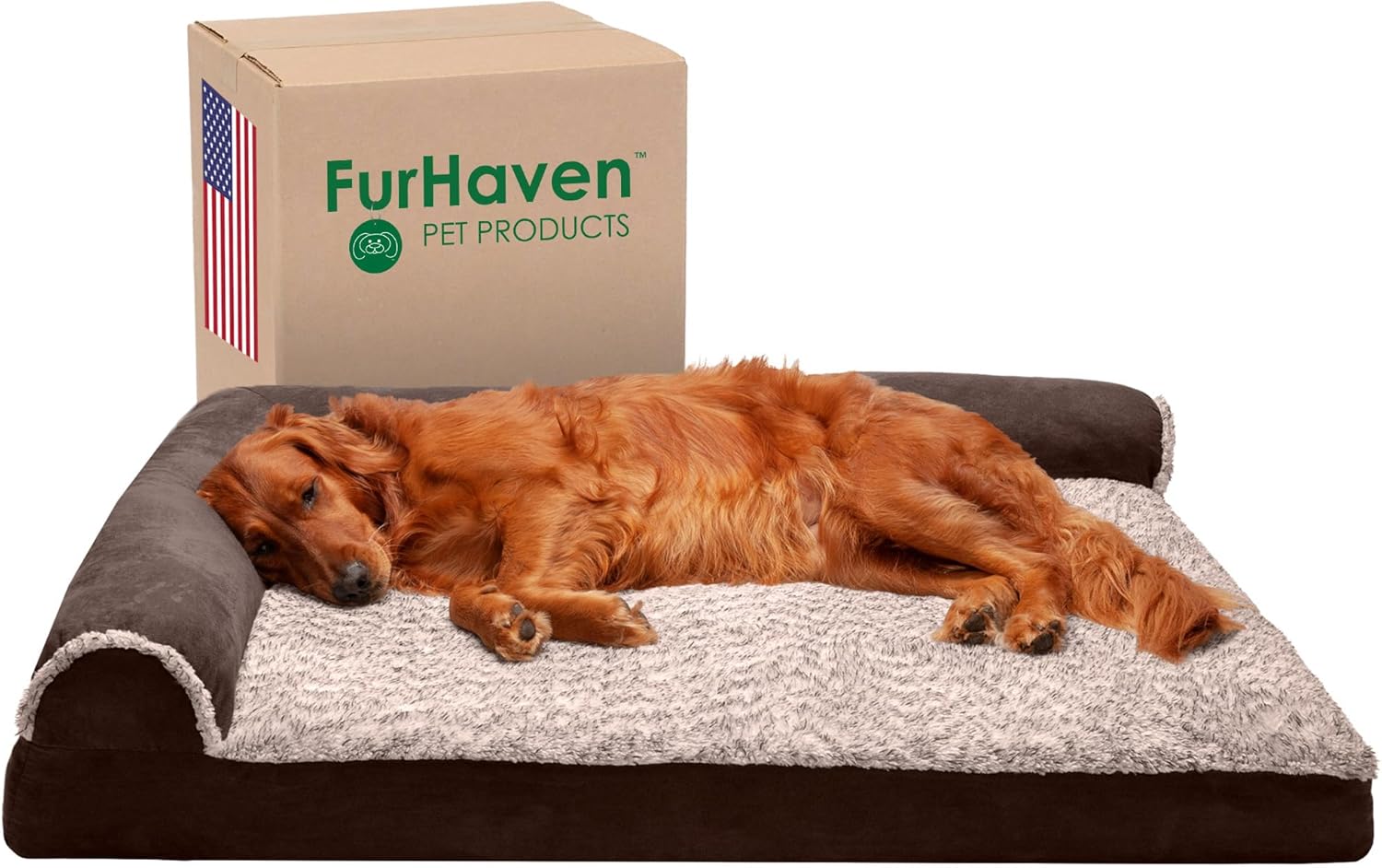 Furhaven Memory Foam Dog Bed for Large Dogs with Bolsters